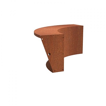 CorTen keerwand 60 cm. binnenbocht taps 100-40 cm. (3 mm.) ~