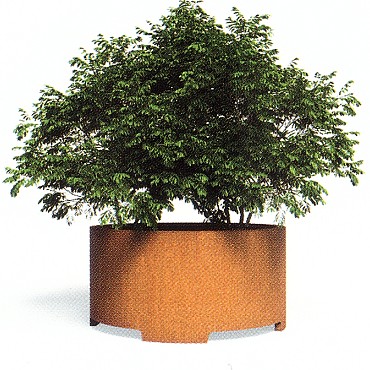 Ronde CorTen plantenbak met pootjes