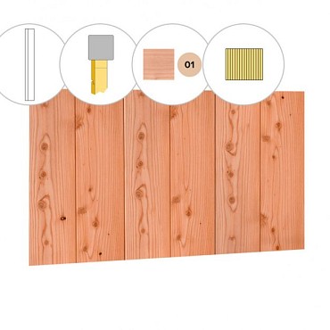 Halfhouts rabat douglas enkelzijdige wand C, 278,5 x 224 cm, kleurloos geïmpregneerd ~