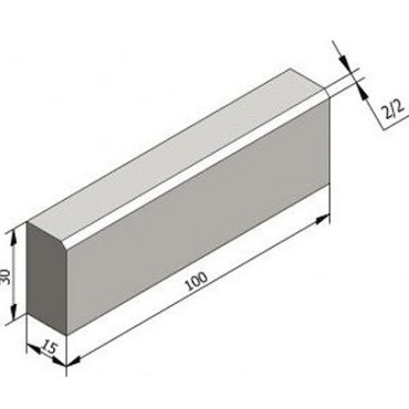 Opsluitband met schuine zijde grijs 100x30x15 cm. 2/2 type Ic2 ~