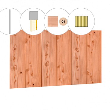 Halfhouts rabat plankenset douglas bij wand D, 328,5 x 224 cm, kleurloos geïmpregneerd ~
