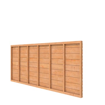 Douglas wandpakket t.b.v. enkelzijdige wand kapschuur Comfort 371x162 cm. kleurloos geïmpregneerd. ~