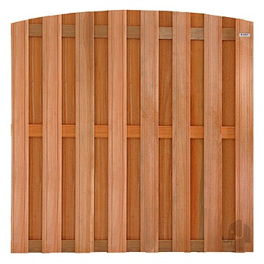 Keruing tuinscherm toog 15L 13mm 39x1800x1800mm V-groef / RVS bc ~