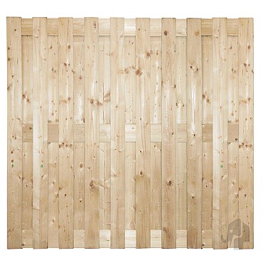 Grenen PEFC tuinscherm recht 19/3L 15mm 45x1800x1800mm glad / RVS [geimpregneerd] bc ~