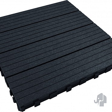 WPC-antraciet FSC tuintegel 4L 11mm click 24x300x300mm groef 4st/set RVS bc ~