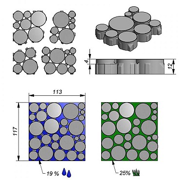 Aviena Circle Waterpasserende Tegel 117x113x12 Grijs ~