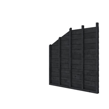 Douglas wandpakket t.b.v. enkelzijdige zijwand kapschuur Comfort, zwart geïmpregneerd. ~