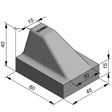 Schampblok 60x40x45 Grijs ~