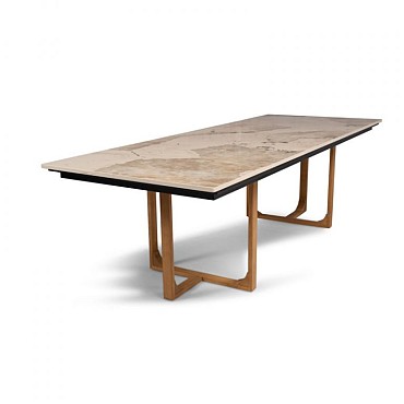 Table incl Top Nida 220 Dekton-TEAK Kahlo Nida Kahlo  (220x100 cm) ~