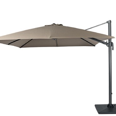 Banús zweefparasol exclusief (kruis)voet.  dubbele knikfunctie Taupe (300x300 cm) ~