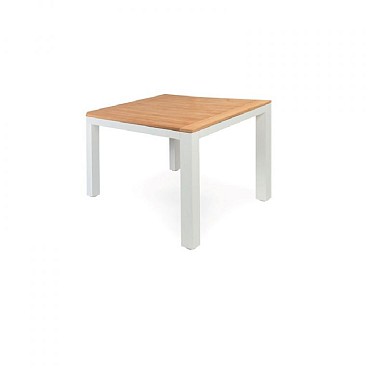 Briga Table Solid Teak Top White Frame