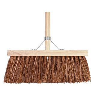 Bezem natuurvezel haren incl. steel 37 cm ~