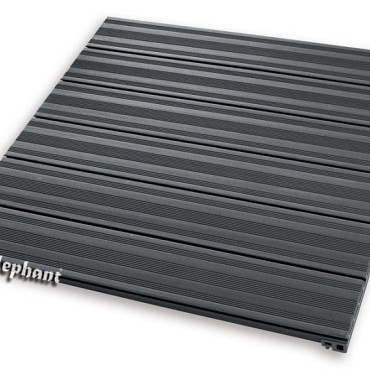 WPC-grijs FSC tuintegel 4L 11mm click 24x300x300mm groef 4st/set RVS bc ~