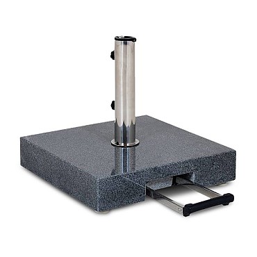 Parasolvoet 30 kg zwart gepolijste graniet parasolvoet, stokdiameter tot 48 mm. wieltjes / telescoop handgreep Zwart gepolijst (45x45 cm) ~