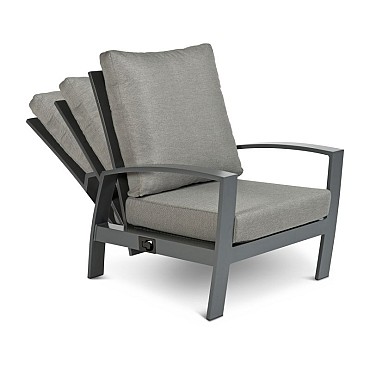 Valencia Lounge Chair Swiss Fabrics all weather kussens en verstelbare rug (gaslift) Charcoal (77x88x88 cm) ~