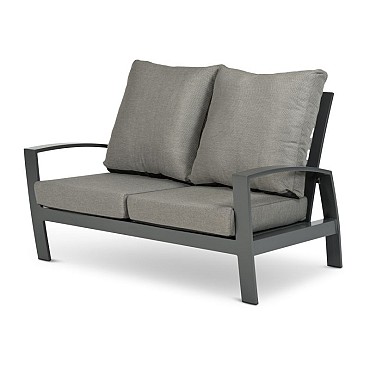 Valencia Lounge Bench 2-Seater Swiss Fabrics all weather kussens Charcoal (138x88x88 cm) ~