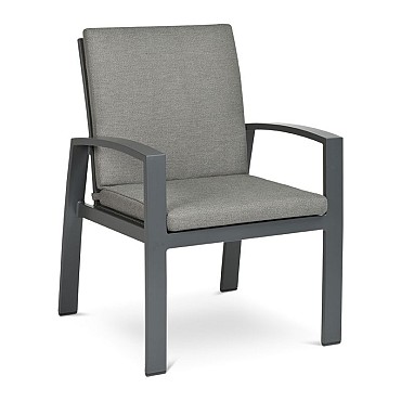 Valencia Dining Chair Swiss Fabrics all weather kussens Charcoal (65x67x90 cm) ~