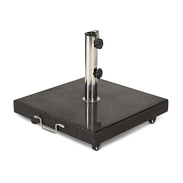 Parasolvoet 40 kg zwart gepolijstegraniet parasolvoet, stokdiameter tot 48 mm. 4 wieltjes / handgreep Zwart gepolijst (50x50 cm) ~