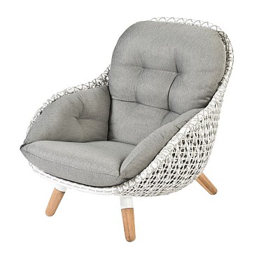 Prince Lounge Sofa Swiss Fabrics all weather kussen en 2 kleurig vlechtwerk Wit / Taupe (75x77x69 cm) ~