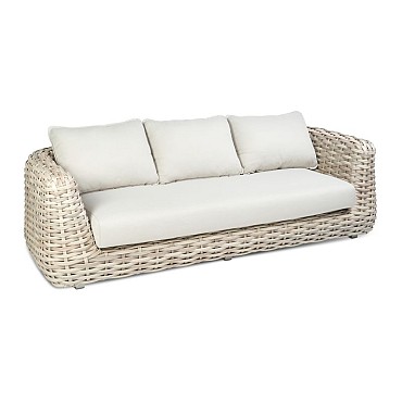 Wakkanda 3-Seater Lounge bank robuuste 20 mm PE draad. Swiss Fabrics all weather kussens Kubo (234x100x69 cm) ~