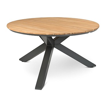 Orbital Dining Table Solid Teak (FSC) Tafelblad Charcoal / Teak (120 cmØx75 cm) ~