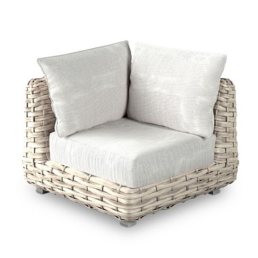 Wakkanda Lounge Small Corner robuuste 20 mm PE draad. Swiss Fabrics all weather kussens Kubo (100x100x85 cm) ~