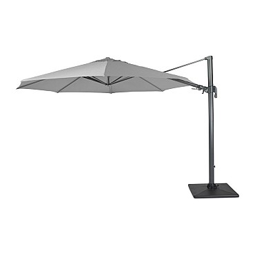 Duraflex zweefparasol dubbele knikfunctie. exclusief (kruis)voet. Swiss Fabrics doek Lichtgrijs (350 cmØ) ~