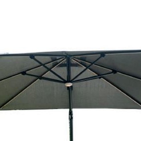 Duraflex LED zweefparasol LED licht en dubbele knikfunctie. Exclusief (kruis)voet. Swiss Fabrics doek Charcoal (300x300 cm) ~