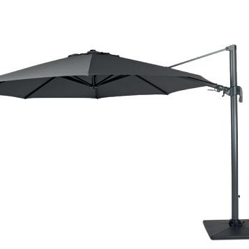 Duraflex zweefparasol dubbele knikfunctie. exclusief (kruis)voet. Swiss Fabrics doek Charcoal (350 cmØ) ~