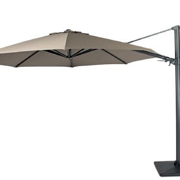 Duraflex zweefparasol dubbele knikfunctie. exclusief (kruis)voet. Swiss Fabrics doek Taupe (350 cmØ) ~