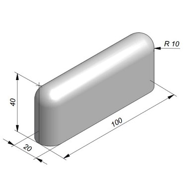 Biggenrug 100X40X20 Grijs Met 2 Afgeronde Koppen ~