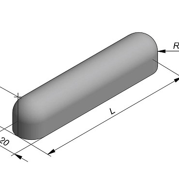 Biggenrug 100x20x20 grijs met 2 afgeronde koppen ~