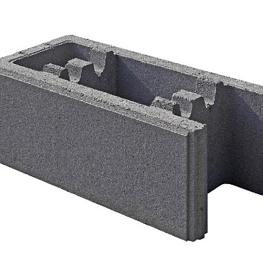 Holblok beton Hoeksteen (groot) LxBxH 42,5x17,5x20 cm. ~