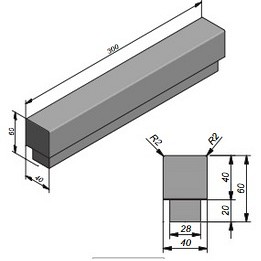 Beam soft - met voet 300x40x45 Grey Velvet (prijs af fabriek) ~