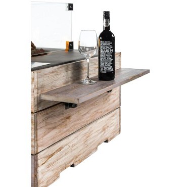 Houten Side Table Nice&Nasty met 2 poeder coated/rubber steunen, 1 set = 2 stuks 74x16,5x20cm~