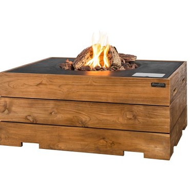 Rechthoek teakhout zwart 107x80x46cm~