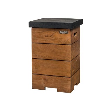 Enclosure (Bijzettafel) Teakhout LPG Tank, kleur deksel: zwart 41x41x62cm~