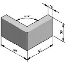Opsluitband hoek grijs 50/50x30x10 cm. vlak type Id1 ~