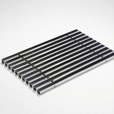 ACO schoonloper alu met zwarte rubber stroken 60x60x2 cm. ~