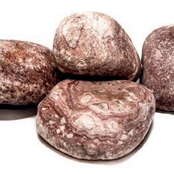 Half-Edelsteen Flamingo getrommeld ca. 1,5 kg (rood-creme geband) ~