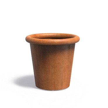 Ronde CorTen plantenbak met omgevouwen rand