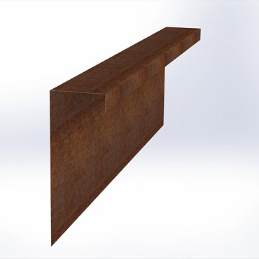 CorTen overzetstuk muurelement recht 150x45x15,8 cm. ~