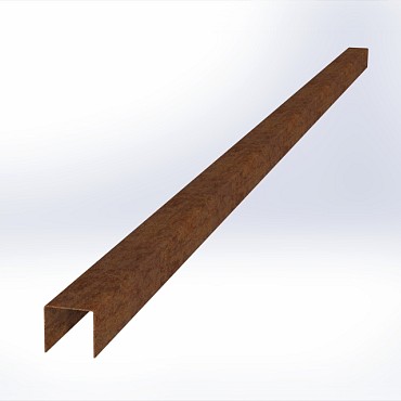 CorTen overzetprofiel gelijkzijdig 220x5,1/5,1x5,4 cm. ~