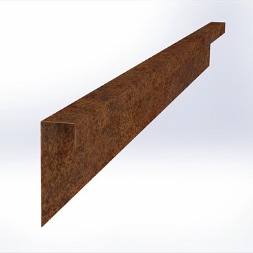 CorTen overzetprofiel ongelijkzijdig 220x4,6/19,6x6,4 cm. ~