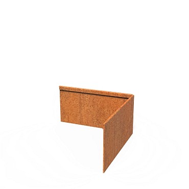 CorTen kantopsluiting met geplette rand 30/30x15 cm. (3 mm.) buitenhoek ~