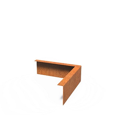 CorTen kantopsluiting met gezette rand 30/30x10 cm. (2 mm.) buitenhoek ~