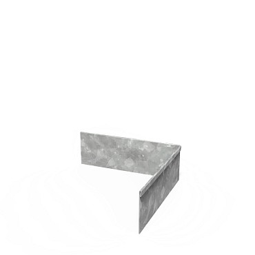 Stalen kantopsluiting (verzinkt) met geplette rand 30/30x10 cm. (2 mm.) binnenhoek ~