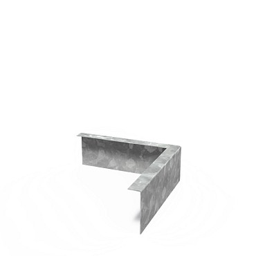 Stalen kantopsluiting (verzinkt) met gezette rand 30/30x10 cm. (2 mm.) buitenhoek ~