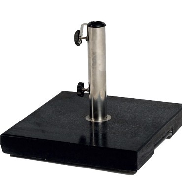 Parasolvoet 40 kg zwart gepolijste graniet parasolvoet, stokdiameter tot 48 mm. wieltjes / handgreep Zwart gepolijst (50x50 cm) ~
