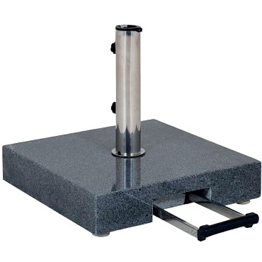 Parasolvoet 40 kg zwart gepolijste graniet parasolvoet, stokdiameter tot 48 mm. wieltjes / telescoop handgreep Zwart gepolijst (50x50 cm) ~